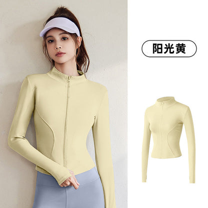 A Spring and Autumn Sports Jacket Long Sleeve Running Slim Fit High Elastic Fitness Yoga Clothing Top Jacket Women