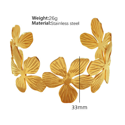 A European and American style titanium steel adjustable opening bracelet natural heavy industry beating pattern texture exaggerated personality design explosion