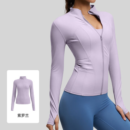 A Naked yoga clothes sports jacket slim nylon stand-up collar tight jacket top running fitness clothes women