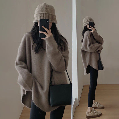 A knitted crew neck sweater