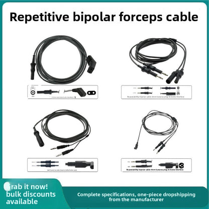 A Reusable bipolar coagulation clamp cable 4mm banana plug connection snake ESU-006C