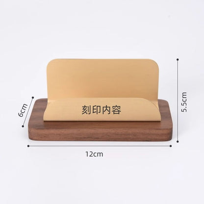 P Business Card Display Stand Premium Solid Wood Brass Business Card Box