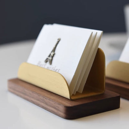 P Business Card Display Stand Premium Solid Wood Brass Business Card Box