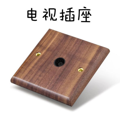 P  Black walnut brass lever power socket panel