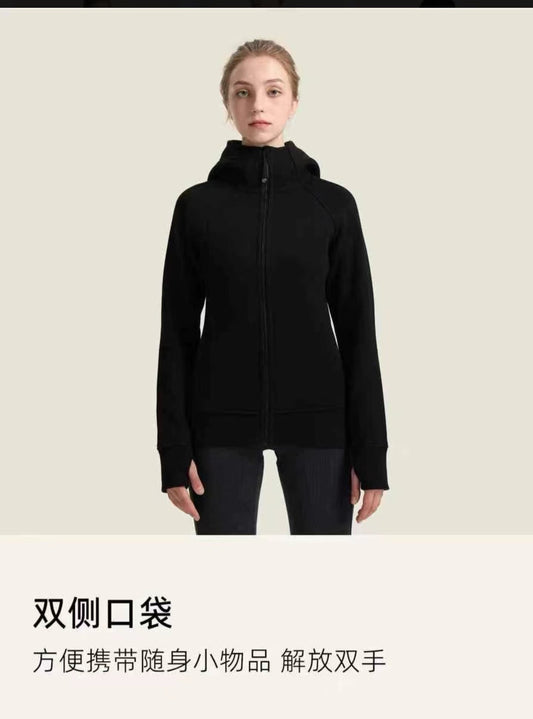 B2-m19 Autumn and winter velvet thickened hooded yoga clothes jacket - Mixbatch
