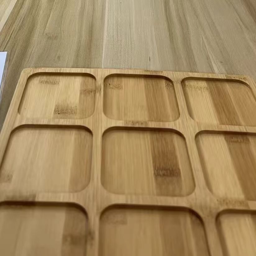 P Bamboo Tray Grid Refreshment Tray Dried Fruit Tray Candy Snack Tray