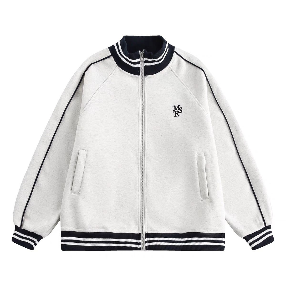 P American stand-up collar embroidered loose baseball jersey men's and women's early autumn jacket loose casual college style couple jacket