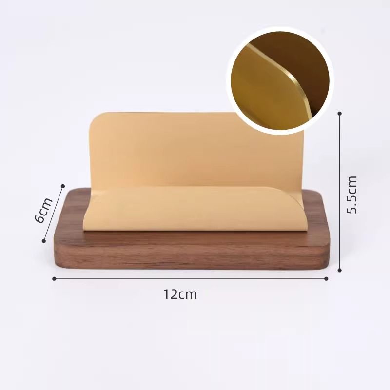 P Business Card Display Stand Premium Solid Wood Brass Business Card Box