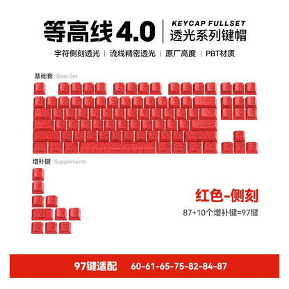 P contour line 4.0 side engraved light transmission keycap suitable for 60-108 key PBT injection molding character line light transmission