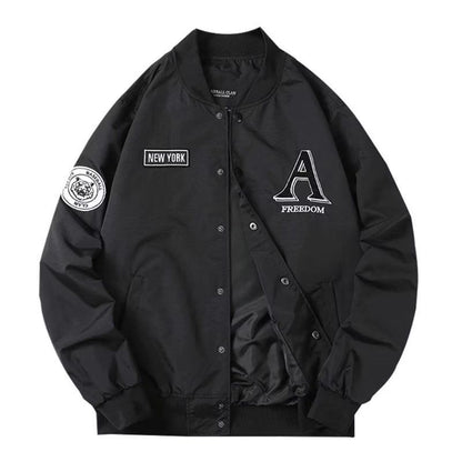 B2-m7 New Spring and Autumn Letter Embroidery Tooling Baseball Clothing Men's and Women's Black Loose Simple Thin Couple Clothing Jacket - Mixbatch