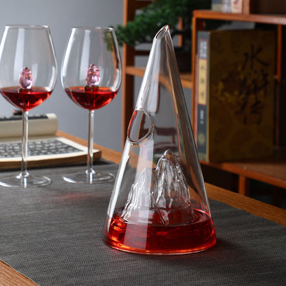 Pyramid wine decanter, mountain peaks, waterfalls, red wine dispenser, creative and minimalist wine pouring device, glass wine pot - Mixbatch