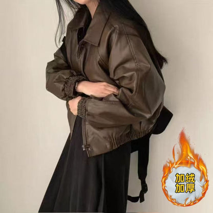 P Leather jacket with fleece jacket