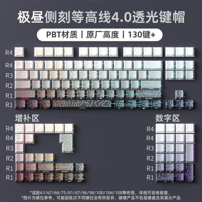 P contour line 4.0 side engraved light transmission keycap suitable for 60-108 key PBT injection molding character line light transmission