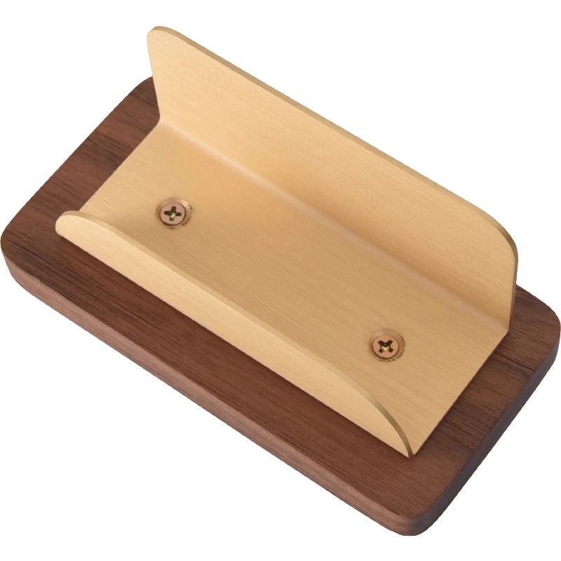 P Business Card Display Stand Premium Solid Wood Brass Business Card Box