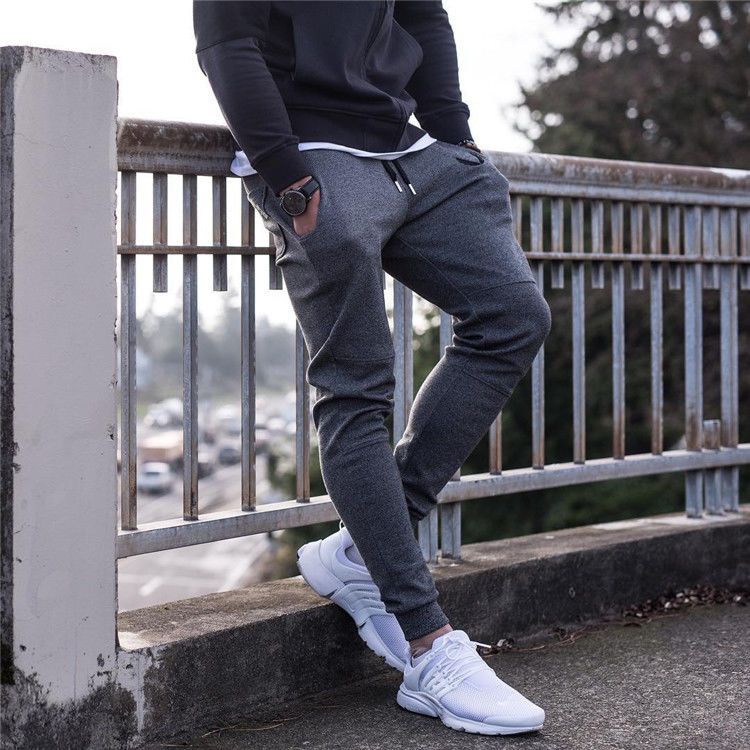 P Sports Men's Spring and Autumn Slim-fit Pants Running Training Tie Foot Embroidery Casual Elastic Slim-fit Cotton Pants