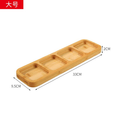 P Bamboo Tray Grid Refreshment Tray Dried Fruit Tray Candy Snack Tray