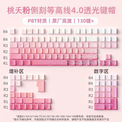 P contour line 4.0 side engraved light transmission keycap suitable for 60-108 key PBT injection molding character line light transmission