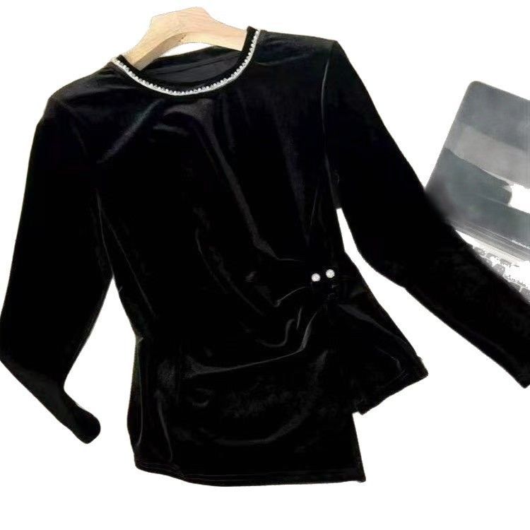 P Crew neck velvet top
