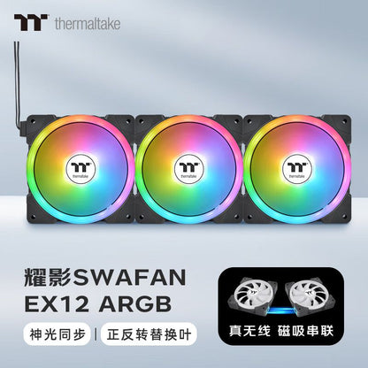 A Tt  SWAFAN EX12 EX14 ARGB Fan Magnetic Symphony Fan Front and Back Blade Outlet Mute