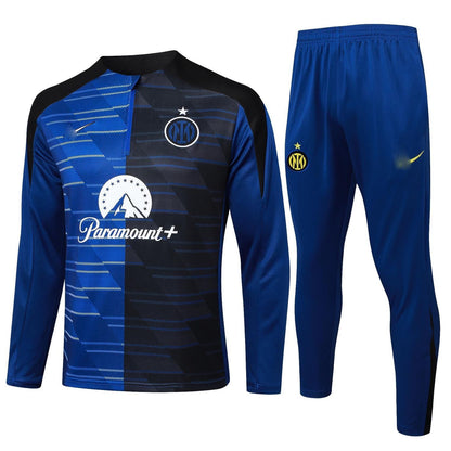 A 2425 half-pull national rice color orchid inkjet training sportswear autumn and winter long zipper embroidered football jersey trousers set