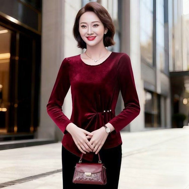P Crew neck velvet top