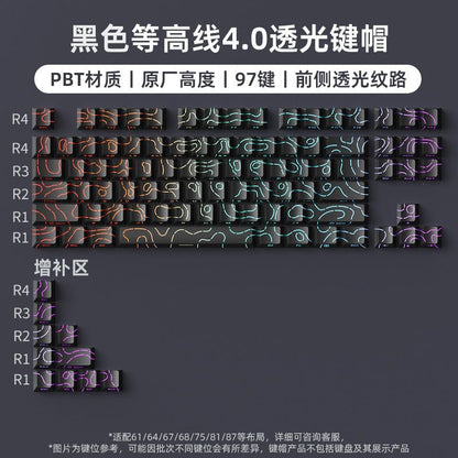 P contour line 4.0 side engraved light transmission keycap suitable for 60-108 key PBT injection molding character line light transmission