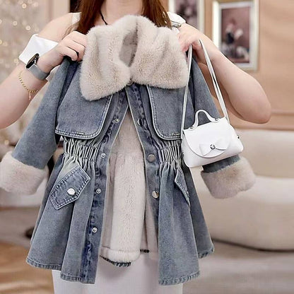 A mid-length denim jacket for children and teenagers
