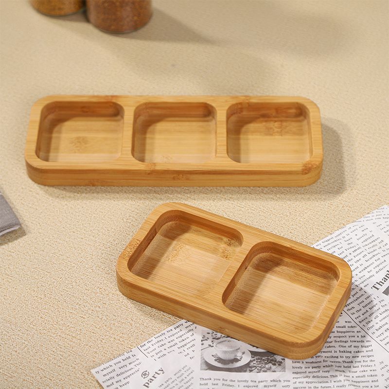 P Bamboo Tray Grid Refreshment Tray Dried Fruit Tray Candy Snack Tray