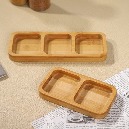P Bamboo Tray Grid Refreshment Tray Dried Fruit Tray Candy Snack Tray