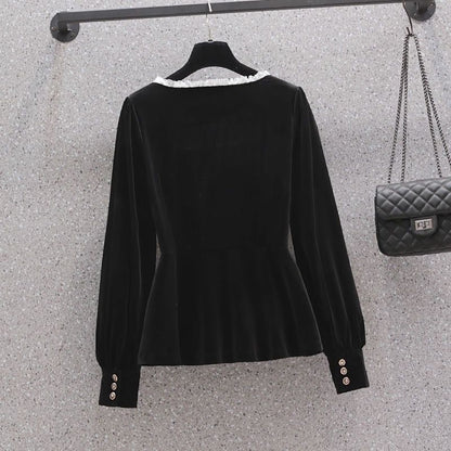 P Velvet Long Sleeve Top