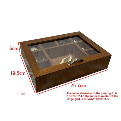 Desktop 9-grid solid wood storage box multi-function box